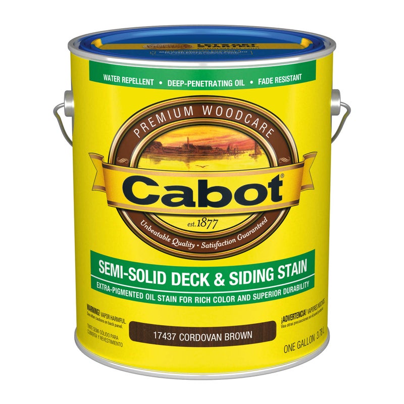 Cabot Semi-Solid Wood Stain + Sealer, Low VOC, Cordovan Brown, Gallon - Image 1